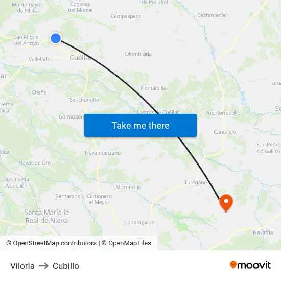 Viloria to Cubillo map