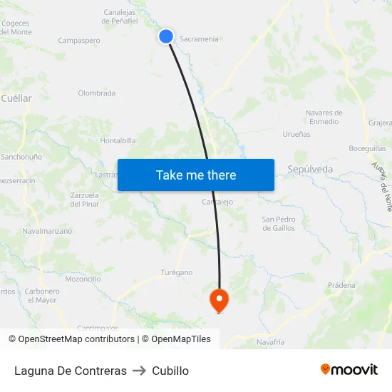 Laguna De Contreras to Cubillo map
