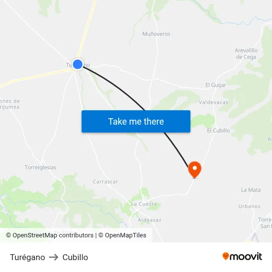 Turégano to Cubillo map