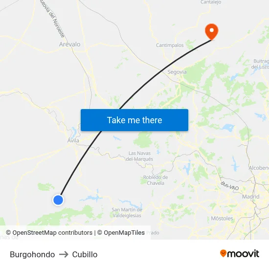 Burgohondo to Cubillo map