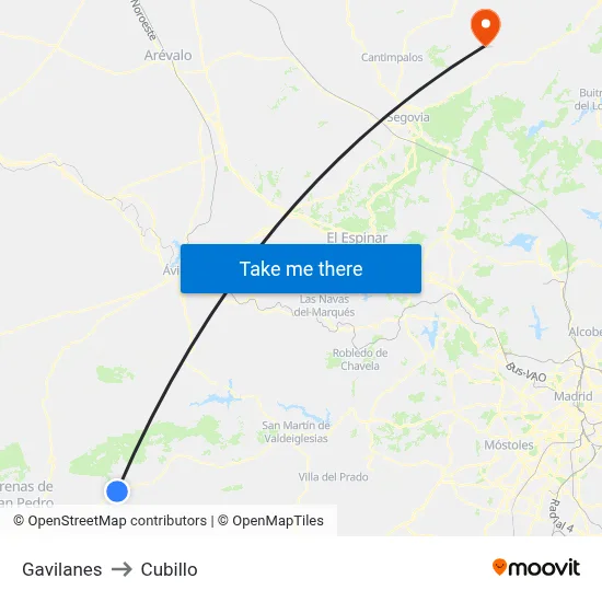 Gavilanes to Cubillo map