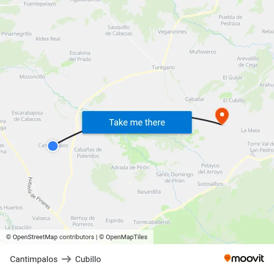 Cantimpalos to Cubillo map