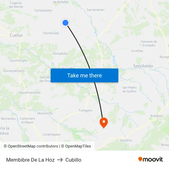 Membibre De La Hoz to Cubillo map