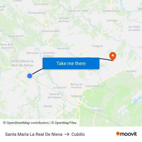 Santa María La Real De Nieva to Cubillo map