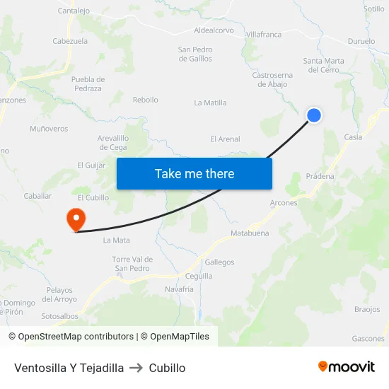 Ventosilla Y Tejadilla to Cubillo map