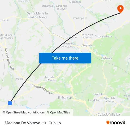Mediana De Voltoya to Cubillo map