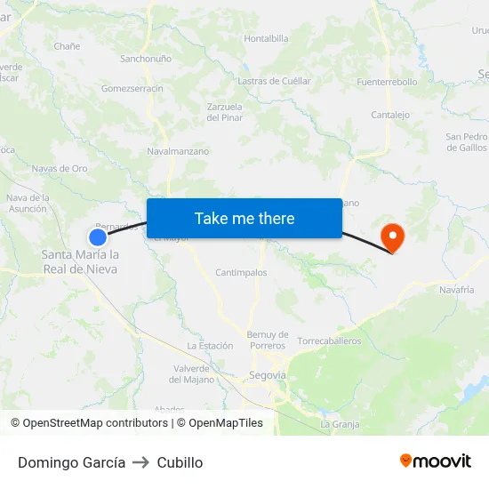Domingo García to Cubillo map
