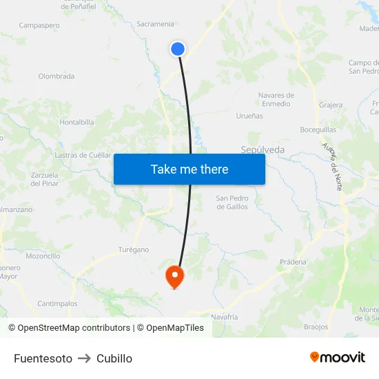 Fuentesoto to Cubillo map