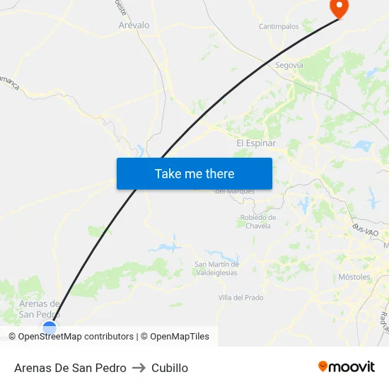 Arenas De San Pedro to Cubillo map