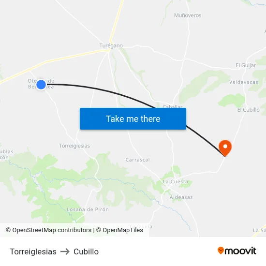 Torreiglesias to Cubillo map