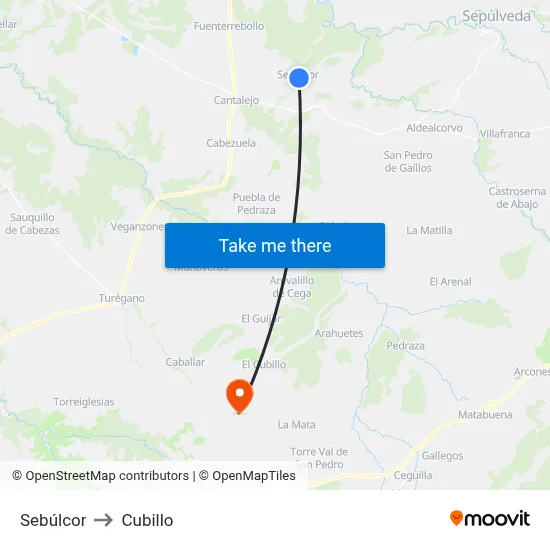 Sebúlcor to Cubillo map