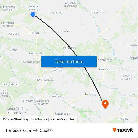 Torrescárcela to Cubillo map