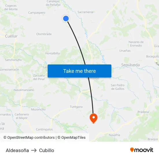 Aldeasoña to Cubillo map