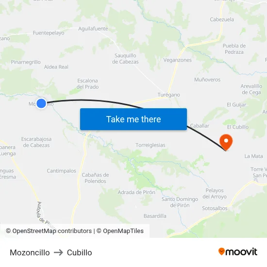 Mozoncillo to Cubillo map