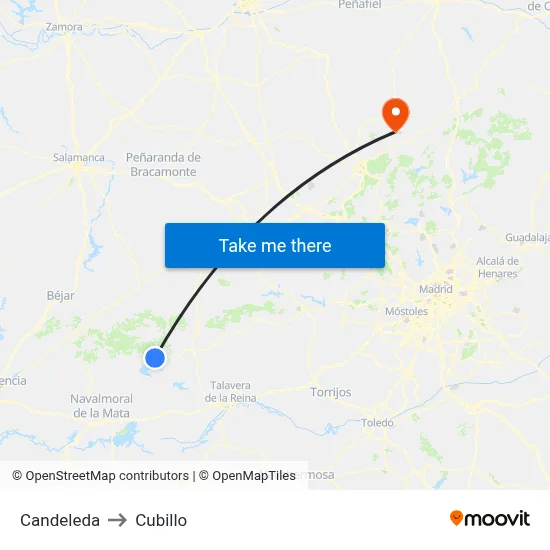 Candeleda to Cubillo map