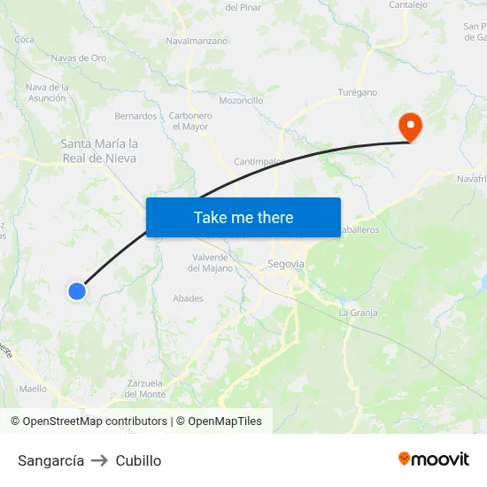 Sangarcía to Cubillo map
