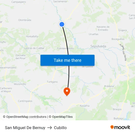 San Miguel De Bernuy to Cubillo map