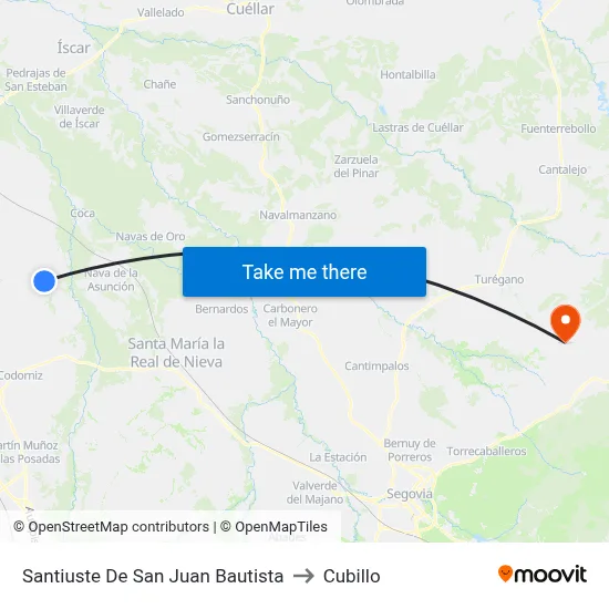 Santiuste De San Juan Bautista to Cubillo map