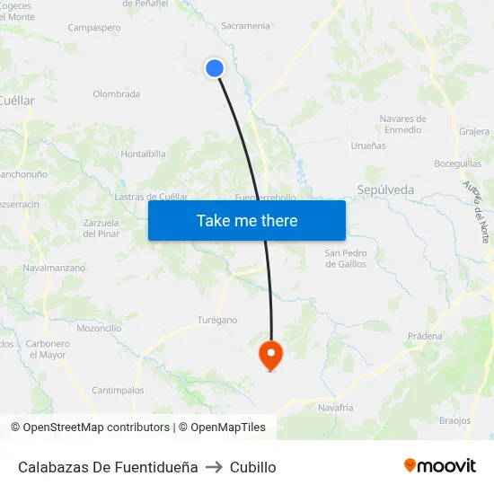 Calabazas De Fuentidueña to Cubillo map