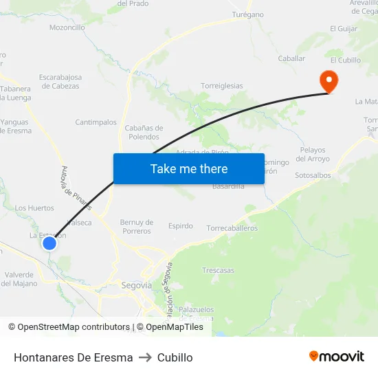 Hontanares De Eresma to Cubillo map