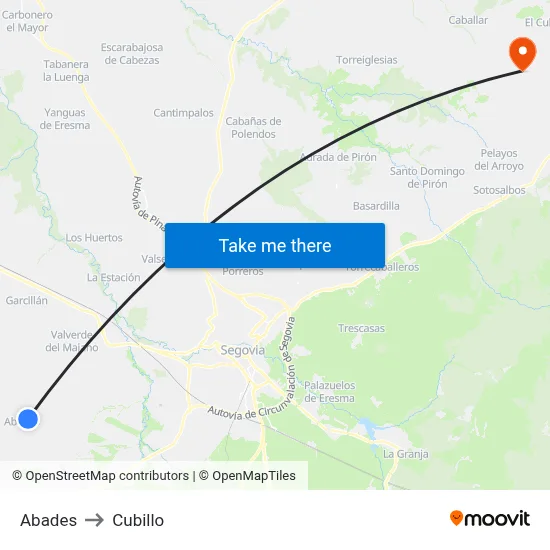 Abades to Cubillo map