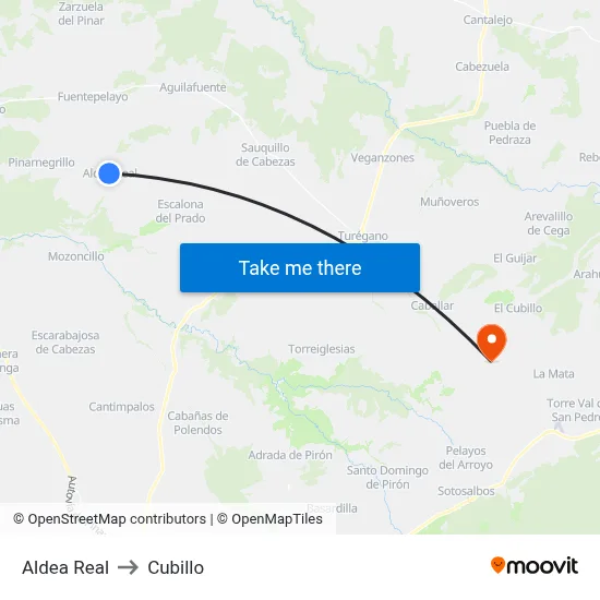 Aldea Real to Cubillo map