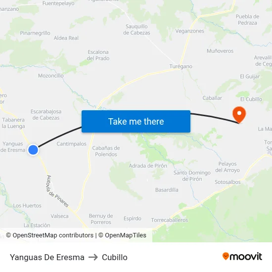 Yanguas De Eresma to Cubillo map