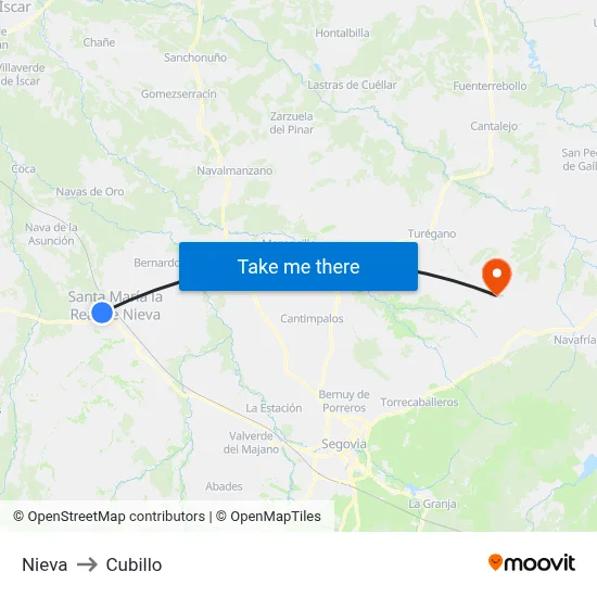 Nieva to Cubillo map