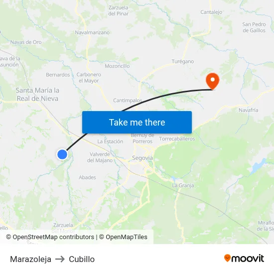 Marazoleja to Cubillo map
