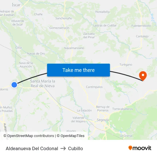 Aldeanueva Del Codonal to Cubillo map