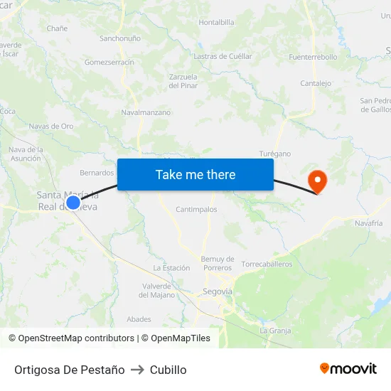 Ortigosa De Pestaño to Cubillo map