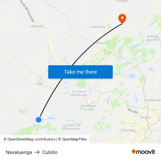 Navaluenga to Cubillo map