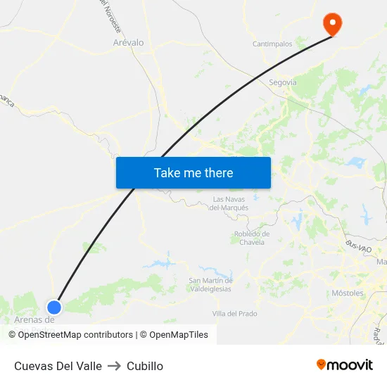 Cuevas Del Valle to Cubillo map