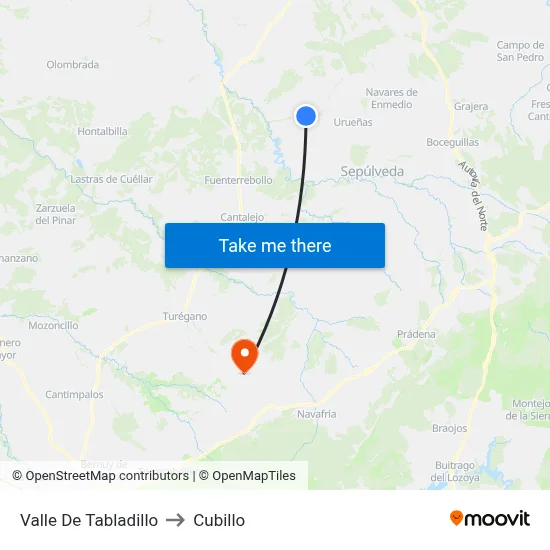 Valle De Tabladillo to Cubillo map