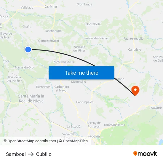 Samboal to Cubillo map