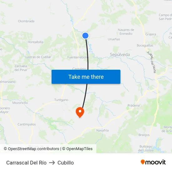 Carrascal Del Río to Cubillo map