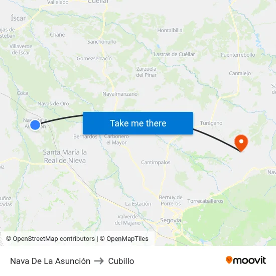 Nava De La Asunción to Cubillo map
