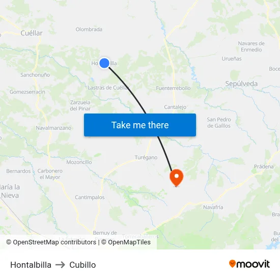 Hontalbilla to Cubillo map