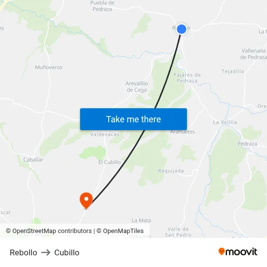 Rebollo to Cubillo map