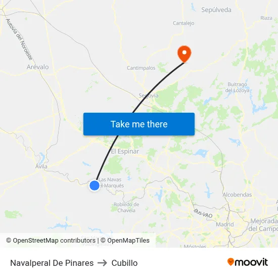 Navalperal De Pinares to Cubillo map