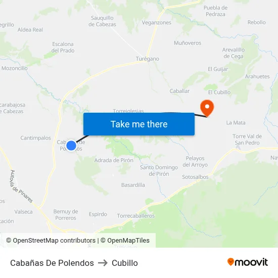 Cabañas De Polendos to Cubillo map