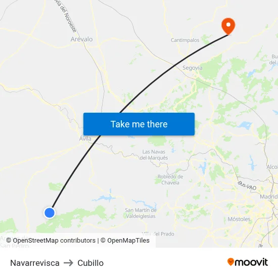 Navarrevisca to Cubillo map