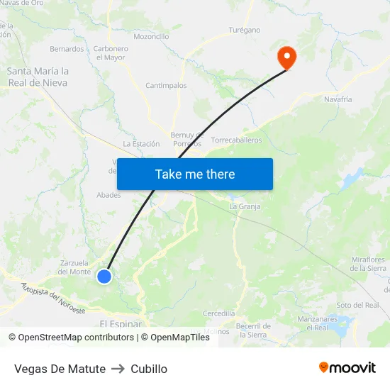 Vegas De Matute to Cubillo map