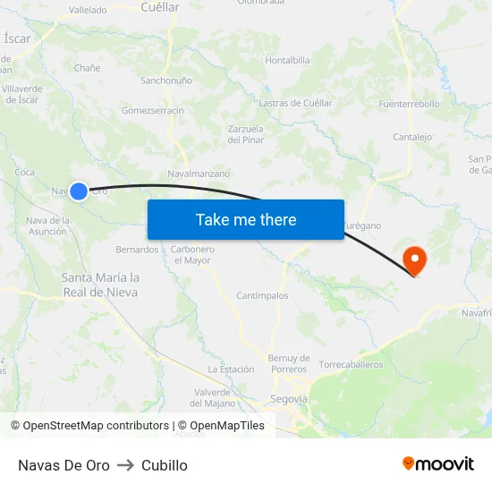 Navas De Oro to Cubillo map