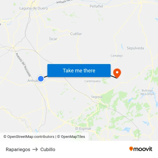 Rapariegos to Cubillo map