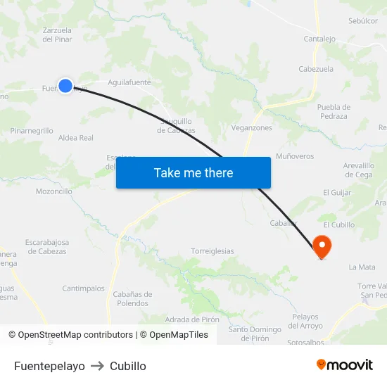 Fuentepelayo to Cubillo map