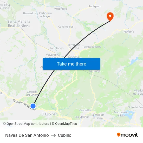 Navas De San Antonio to Cubillo map