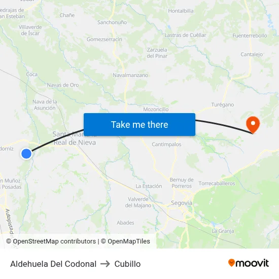 Aldehuela Del Codonal to Cubillo map