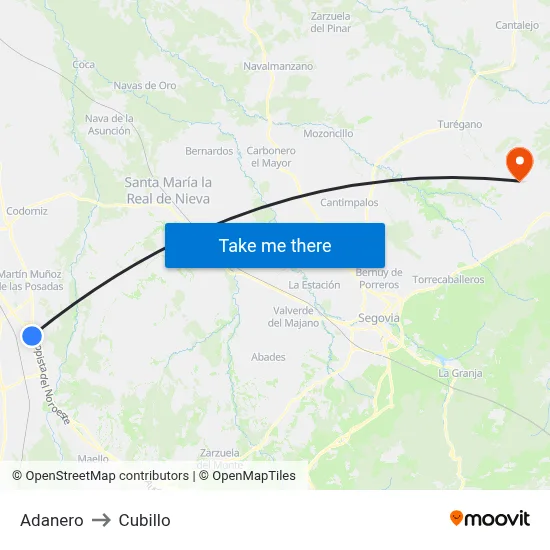 Adanero to Cubillo map