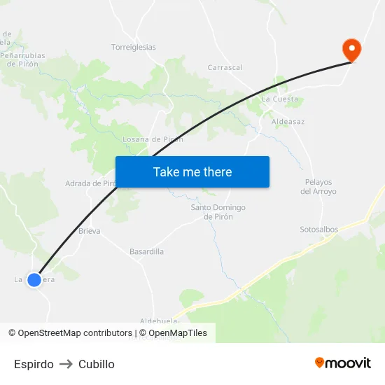 Espirdo to Cubillo map